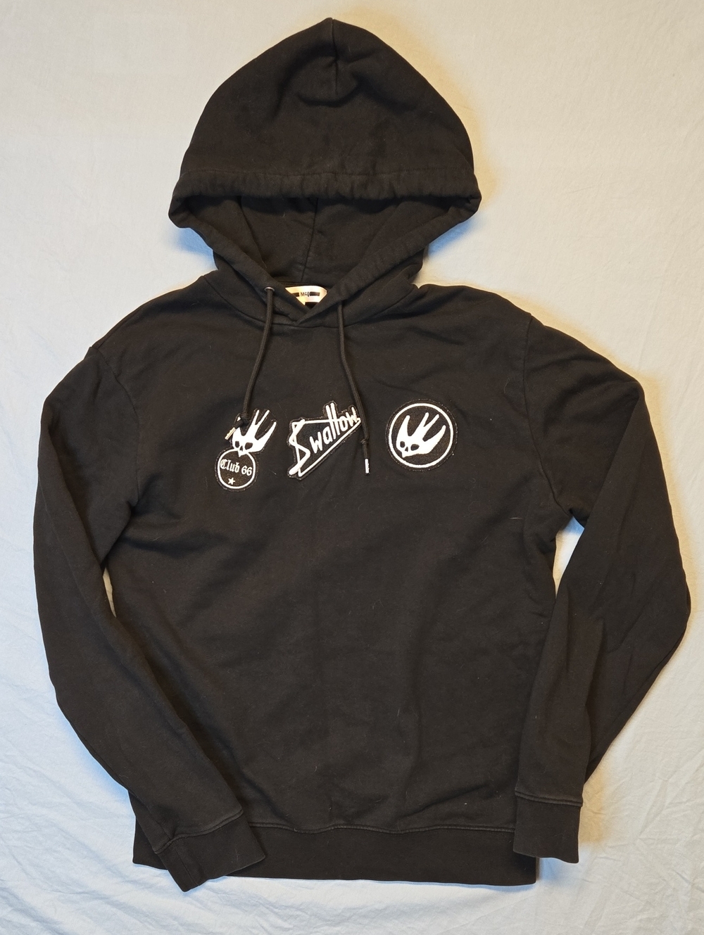 Alexander Mcqueen Black Swallow Club 66 Graphic Pullover Hoodie Sweater